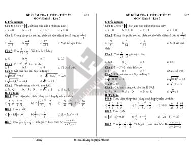 9 Đề kiểm tra 1 tiết môn Toán Lớp 7 - Tiết 22